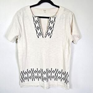 Madewell Box Stitch Slub Top Women's M Cream Boho Western Summer Beach Casual
